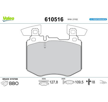 Sada brzdových destiček, kotoučová brzda VALEO 610516
