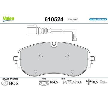 Sada brzdových destiček, kotoučová brzda VALEO 610524