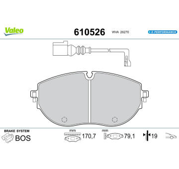 Sada brzdových destiček, kotoučová brzda VALEO 610526