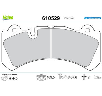 Sada brzdových destiček, kotoučová brzda VALEO 610529