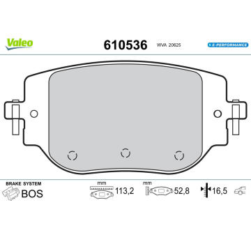 Sada brzdových destiček, kotoučová brzda VALEO 610536