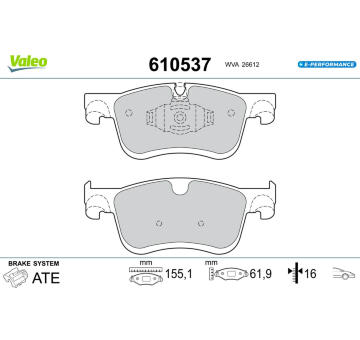 Sada brzdových destiček, kotoučová brzda VALEO 610537