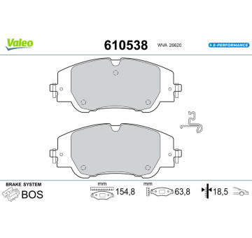 Sada brzdových destiček, kotoučová brzda VALEO 610538