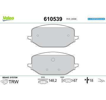 Sada brzdových destiček, kotoučová brzda VALEO 610539