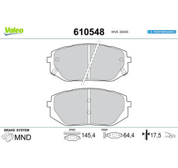 Sada brzdových destiček, kotoučová brzda VALEO 610548