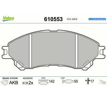 Sada brzdových destiček, kotoučová brzda VALEO 610553