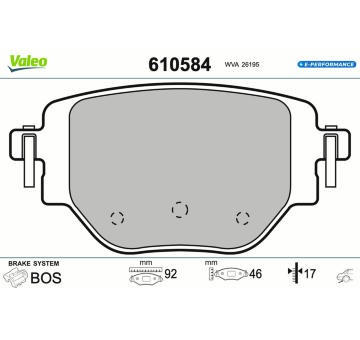Sada brzdových destiček, kotoučová brzda VALEO 610584