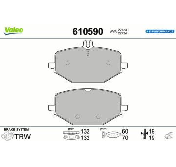 Sada brzdových destiček, kotoučová brzda VALEO 610590