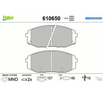 Sada brzdových destiček, kotoučová brzda VALEO 610650