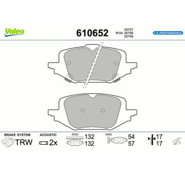 Sada brzdových destiček, kotoučová brzda VALEO 610652