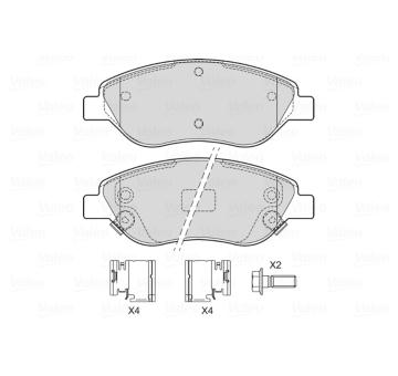 Sada brzdových destiček, kotoučová brzda VALEO 601745