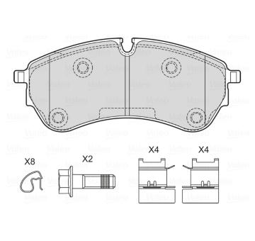 Sada brzdových destiček, kotoučová brzda VALEO 601762
