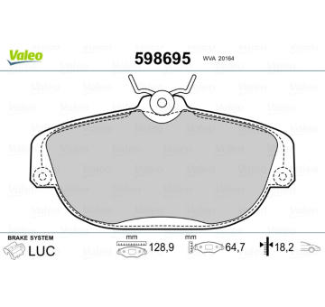 Sada brzdových destiček, kotoučová brzda VALEO 598695