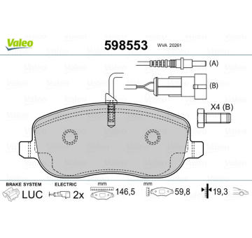 Sada brzdových platničiek kotúčovej brzdy VALEO 598553