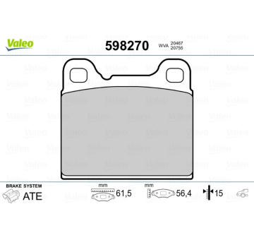 Sada brzdových destiček, kotoučová brzda VALEO 598270