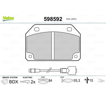 Sada brzdových destiček, kotoučová brzda VALEO 598592