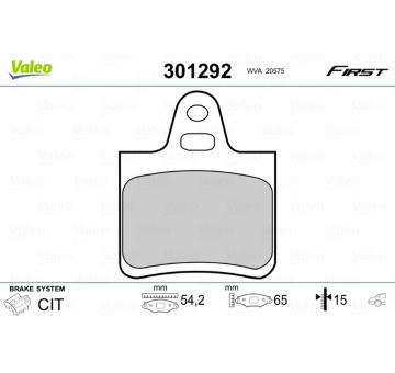 Sada brzdových destiček, kotoučová brzda VALEO 301292