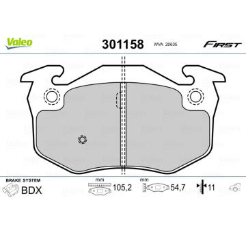 Sada brzdových destiček, kotoučová brzda VALEO 301158