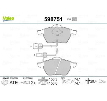 Sada brzdových destiček, kotoučová brzda VALEO 598751