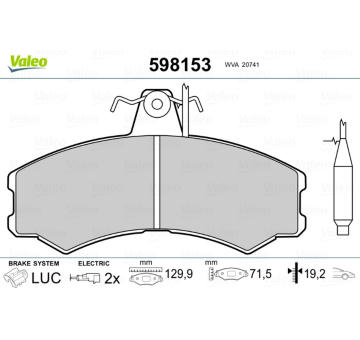 Sada brzdových destiček, kotoučová brzda VALEO 598153