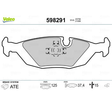 Sada brzdových destiček, kotoučová brzda VALEO 598291