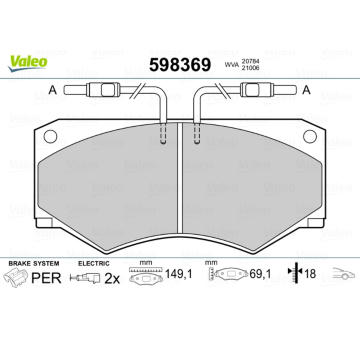 Sada brzdových destiček, kotoučová brzda VALEO 598369