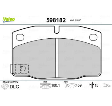 Sada brzdových destiček, kotoučová brzda VALEO 598182
