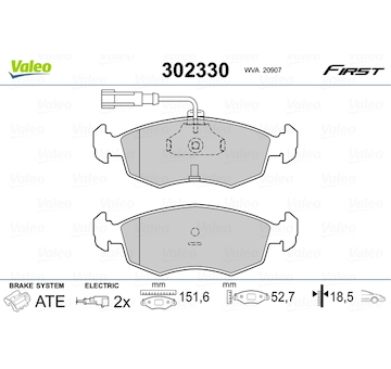 Sada brzdových destiček, kotoučová brzda VALEO 302330