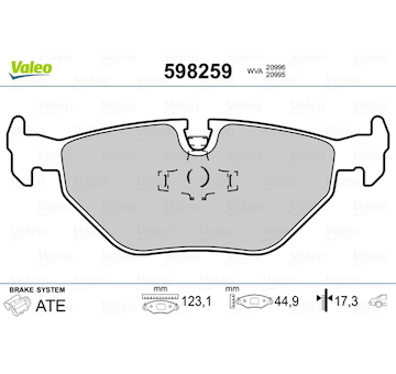 Sada brzdových destiček, kotoučová brzda VALEO 598259