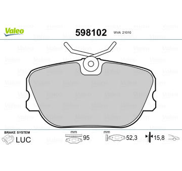 Sada brzdových destiček, kotoučová brzda VALEO 598102