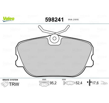 Sada brzdových destiček, kotoučová brzda VALEO 598241