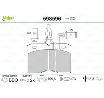 Sada brzdových destiček, kotoučová brzda VALEO 598596