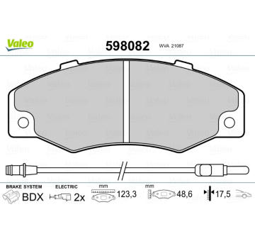 Sada brzdových destiček, kotoučová brzda VALEO 598082