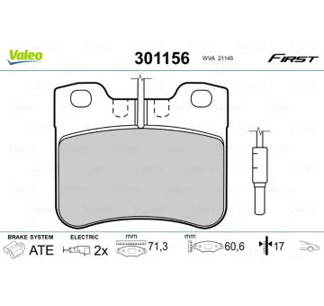 Sada brzdových destiček, kotoučová brzda VALEO 301156