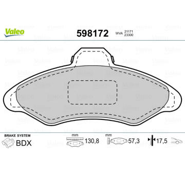 Sada brzdových destiček, kotoučová brzda VALEO 598172