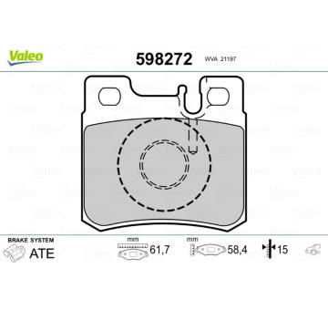 Sada brzdových destiček, kotoučová brzda VALEO 598272