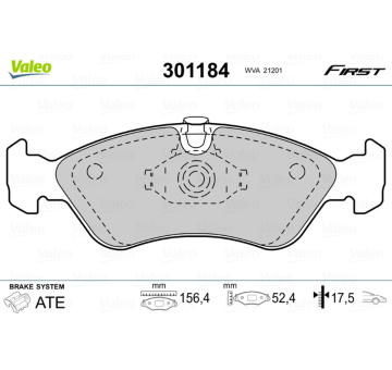 Sada brzdových destiček, kotoučová brzda VALEO 301184