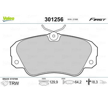 Sada brzdových destiček, kotoučová brzda VALEO 301256