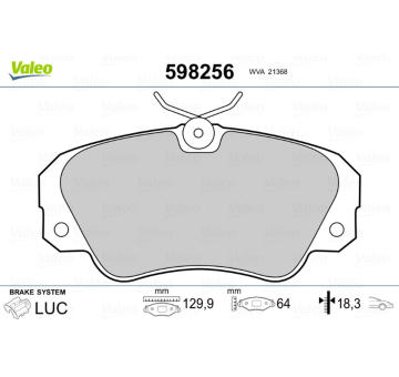 Sada brzdových destiček, kotoučová brzda VALEO 598256