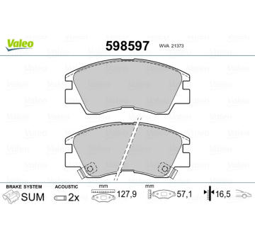 Sada brzdových destiček, kotoučová brzda VALEO 598597