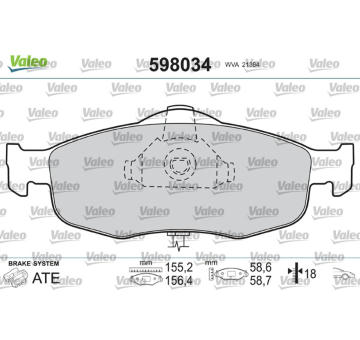 Sada brzdových destiček, kotoučová brzda VALEO 598034