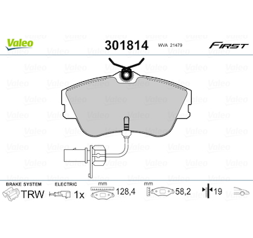 Sada brzdových destiček, kotoučová brzda VALEO 301814