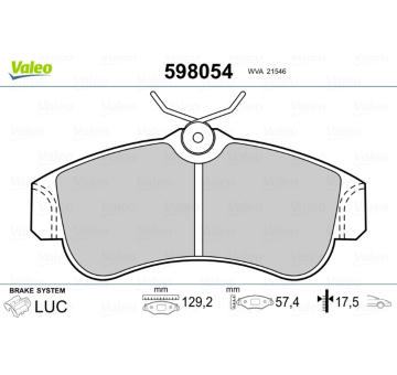 Sada brzdových platničiek kotúčovej brzdy VALEO 598054