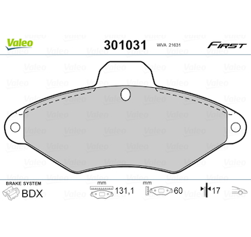 Sada brzdových platničiek kotúčovej brzdy VALEO 301031