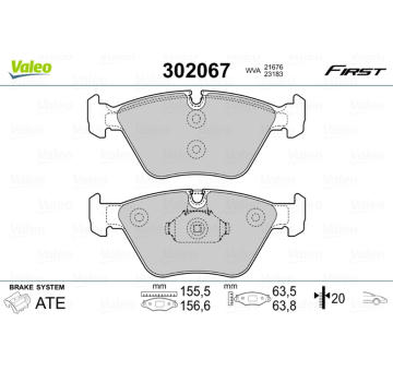 Sada brzdových destiček, kotoučová brzda VALEO 302067