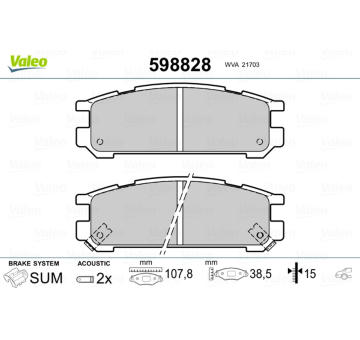 Sada brzdových destiček, kotoučová brzda VALEO 598828