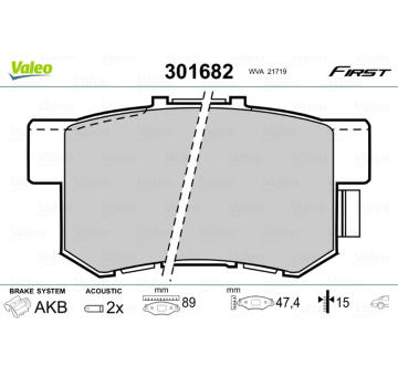 Sada brzdových destiček, kotoučová brzda VALEO 301682
