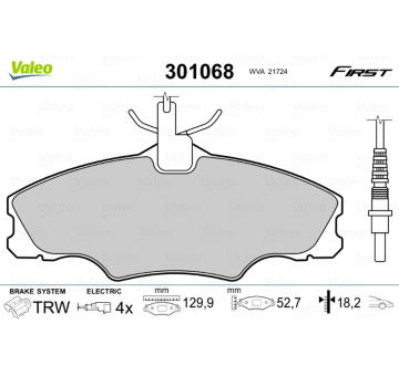 Sada brzdových destiček, kotoučová brzda VALEO 301068