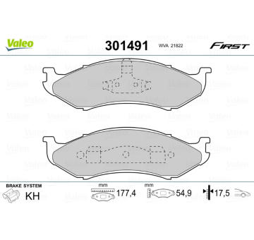 Sada brzdových destiček, kotoučová brzda VALEO 301491