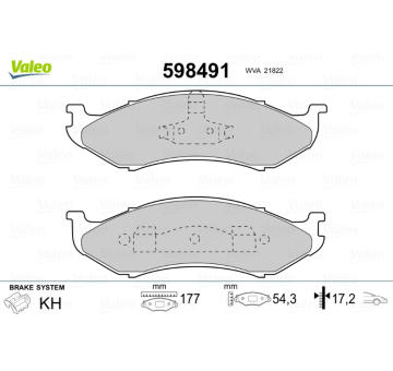 Sada brzdových destiček, kotoučová brzda VALEO 598491